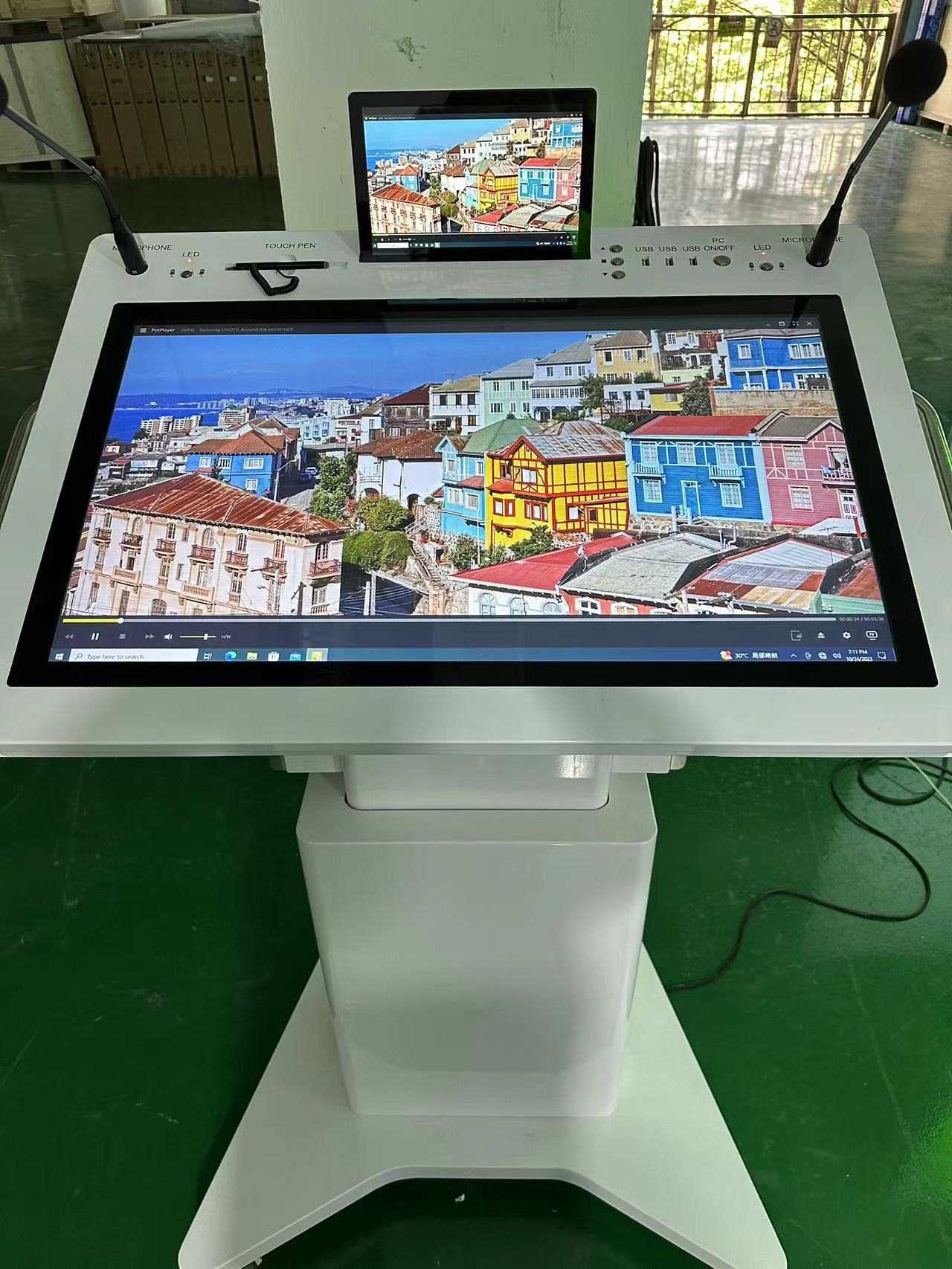 32 '' Interaktiv LCD Lectern Smart Double Screen Podium